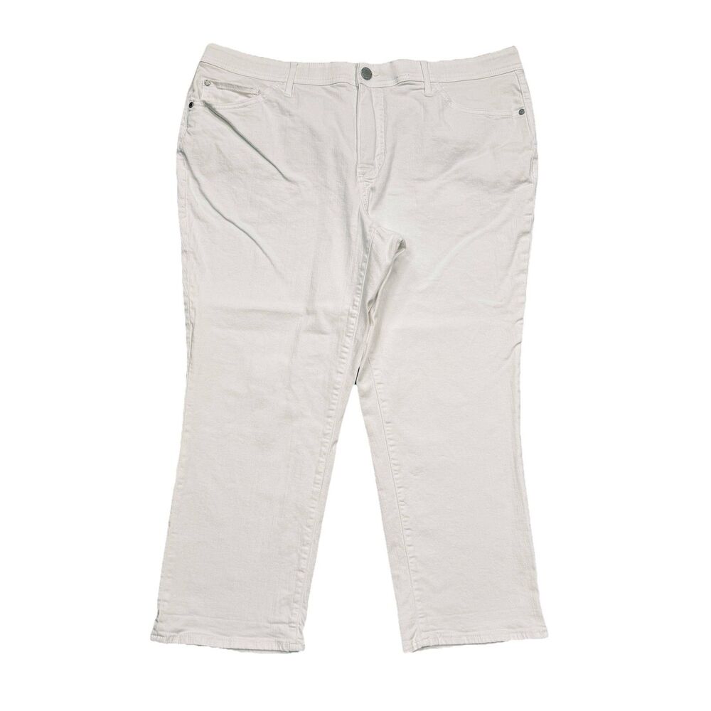 Evri Capri Jeans Plus 18W (38x24) White Comfort Waist Stretch Denim Womens